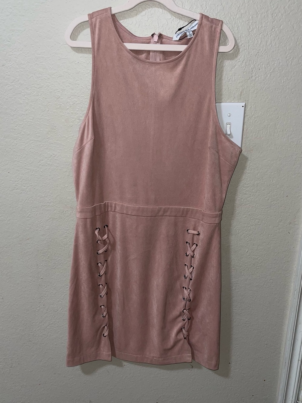 cupcakes & cashmere Lace-Up Suede Mini Dress in Dusty Rose